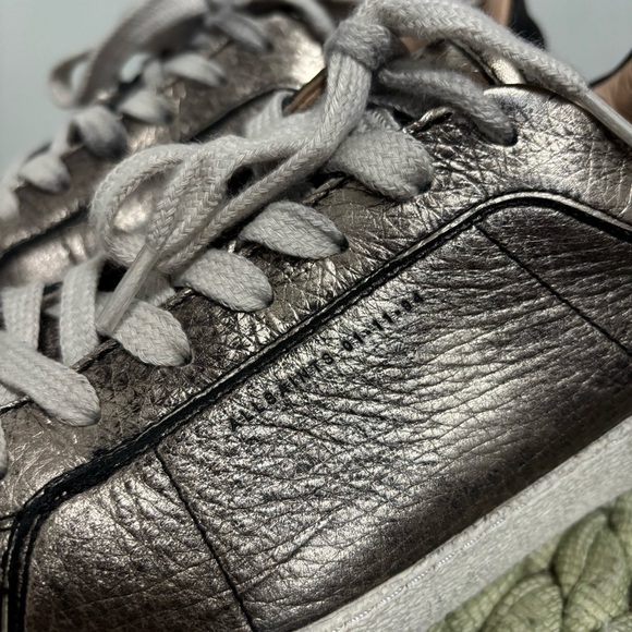 All Saints Sheer Stud Gun Metal Gold/Black Metallic Distressed Retro Sneakers - Picture 8 of 11